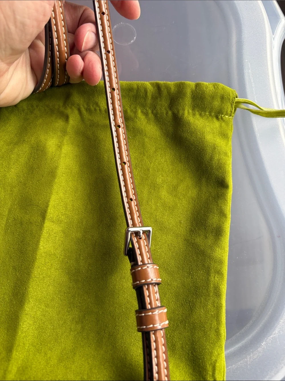 Tory Burch Thea Flat Wallet Crossbody Canvas Green Croc-embossed leather trim - Picture 11 of 16